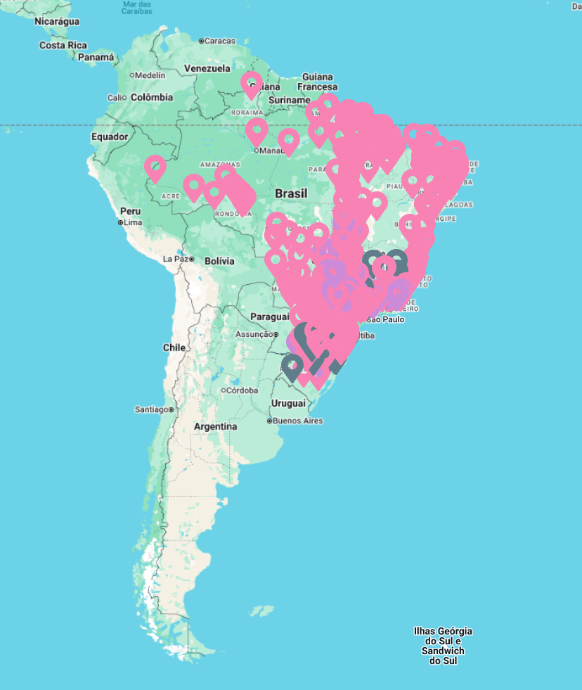 Mapa ilustrativo de atendimento
